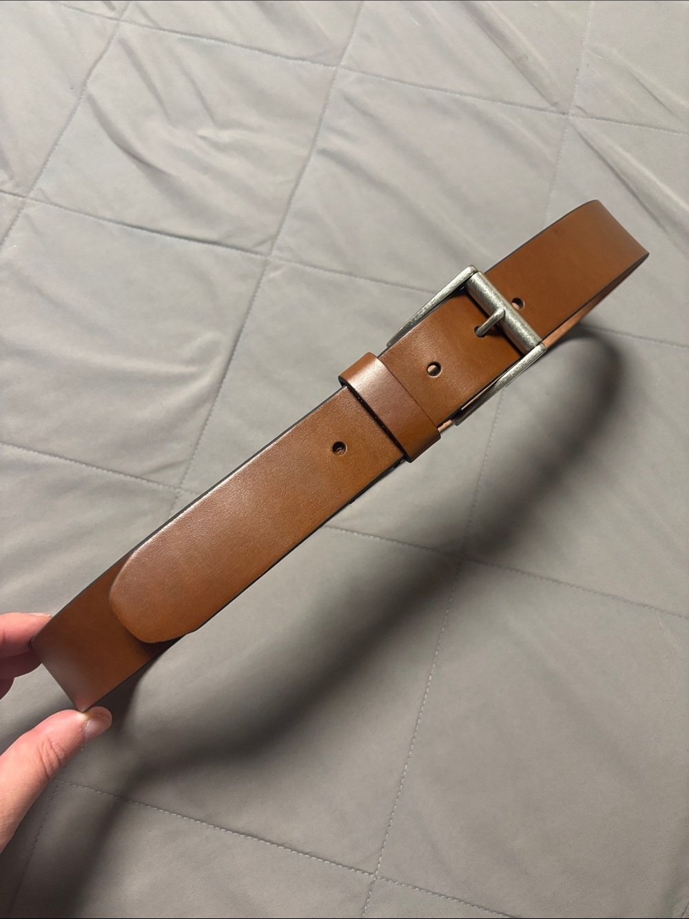 Fossil NWOT Classic Tan Leather Belt Brown Silver Hardware Size 34